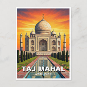 Taj Mahal Agra Indien Resa Solnedgång Vykort