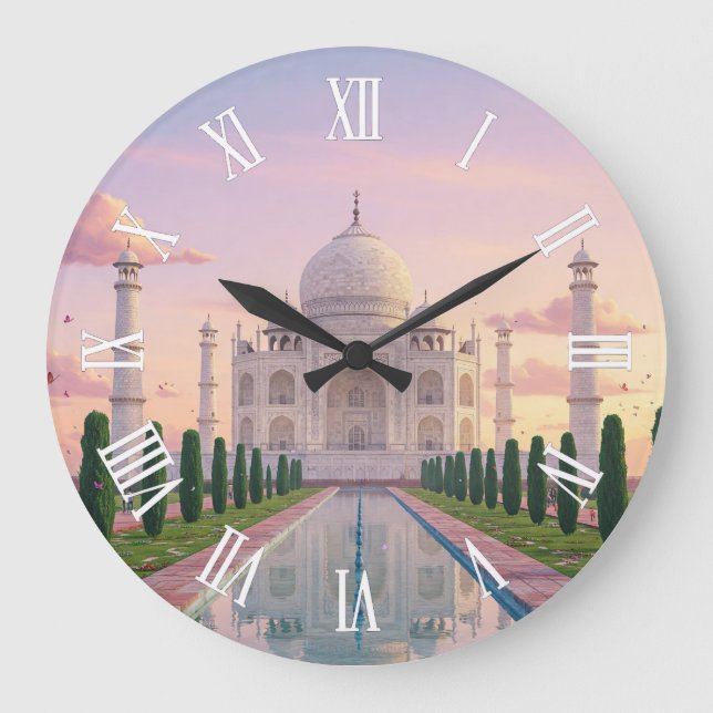 Taj Mahal Agra Indien Resa souvenir Stor Klocka (Framsida)