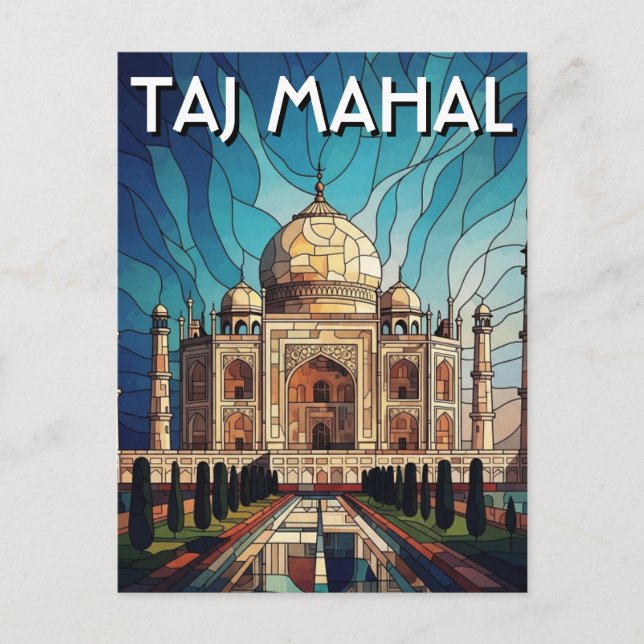 Taj Mahal Agra Indien Resa Vykort (Framsida)
