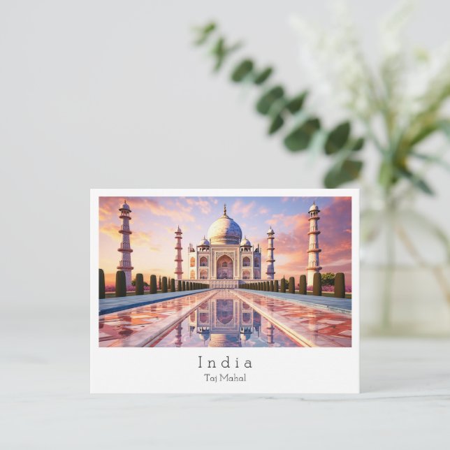 Taj Mahal Agra, Indien Vykort (Stående Fram)
