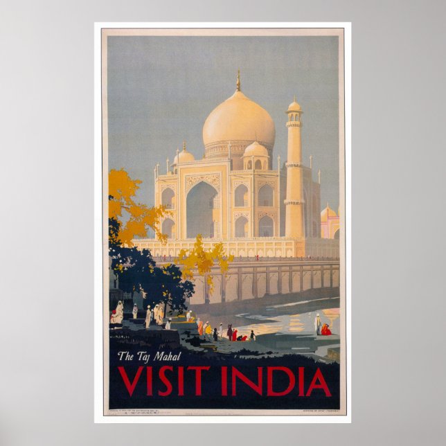 Taj Mahal - Besök Indien Poster (Framsidan)