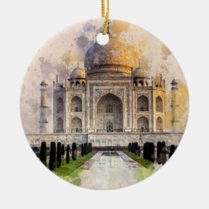 Taj Mahal Byggde ut ur Kärlek Julgransprydnad Keramik