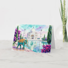 Taj Mahal & Elefant Akvarell Inbjudan