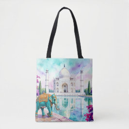 Taj Mahal & Elefant Akvarell Tygkasse