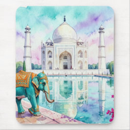 Taj Mahal & Elefant Vattenfärg Musmatta