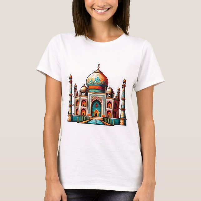 Taj Mahal i en dekorativ design T Shirt (Framsida)