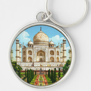 🕌 Taj Mahal i utsmyckad ram för resminne Rund Silverfärgad Nyckelring