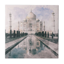 Taj Mahal India Ceramic Tile - Iconic Mughal Art Kakelplatta