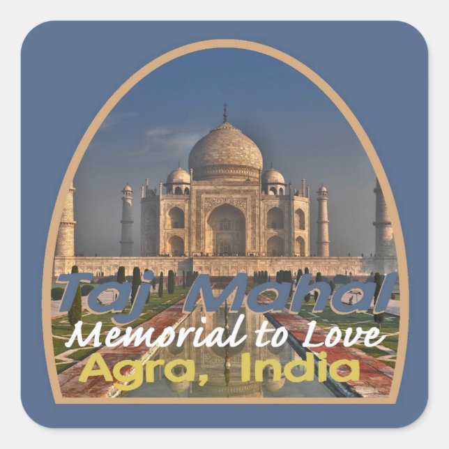TAJ MAHAL India Fyrkantigt Klistermärke (Framsida)