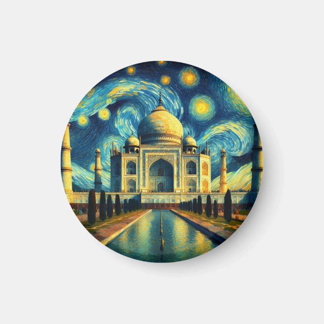 Taj Mahal India Starry Night Magnet (Framsidan)