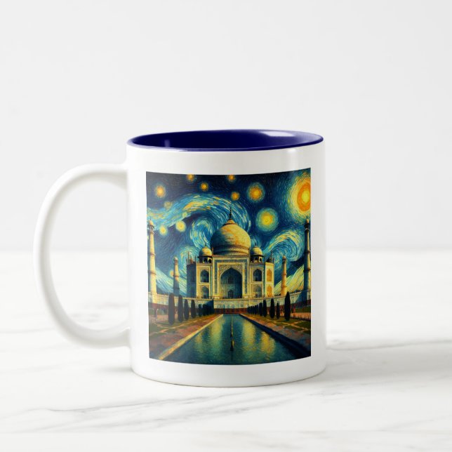 Taj Mahal India Starry Night Två-Tonad Mugg (Vänster)