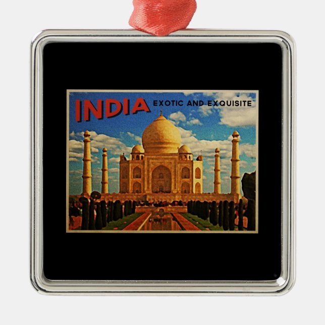 Taj Mahal India Vintage Julgransprydnad Metall (Framsidan)