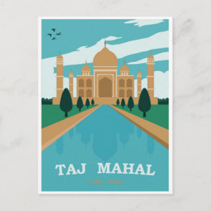 Taj Mahal India Vintage resor Poster Vykort