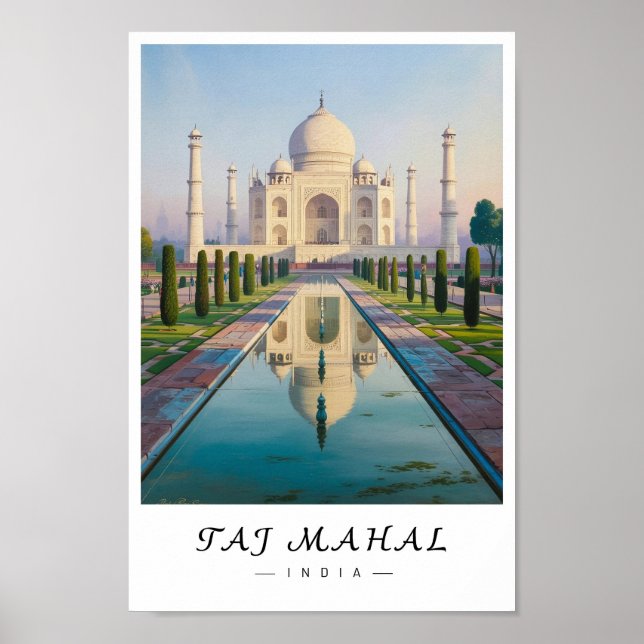 Taj Mahal India Wall Art, Agra Landmark Poster (Framsidan)