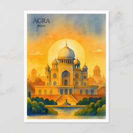 Taj Mahal Indien Akvarell Souvenir Helg Vykort