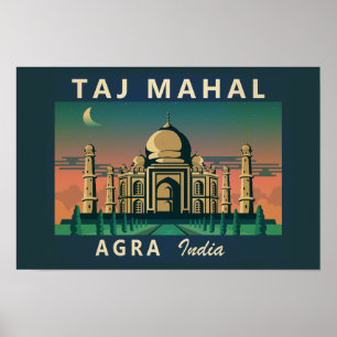 Taj Mahal Indien Resa Konst Vintage Poster