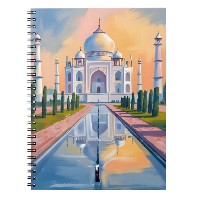 Taj Mahal Indien Resa Målning Anteckningsbok (Framsidan)