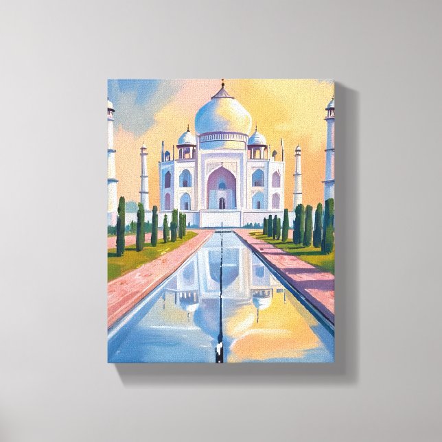 Taj Mahal Indien Resa Målning Canvastryck (Framsida)