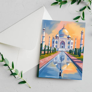 Taj Mahal Indien Resa Målning Kort