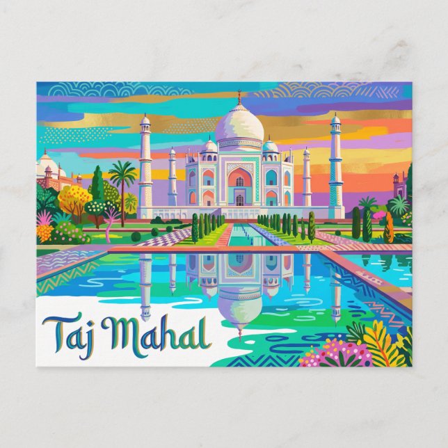 Taj Mahal Indien Vykort (Framsida)