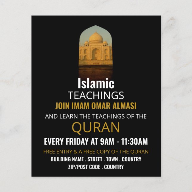 Taj Mahal, Islamic Teaching Advertising Flyer (Framsidan)