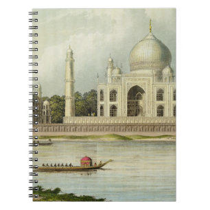 Taj Mahal, kejsaren Shah Jehans och Anteckningsbok Med Spiral
