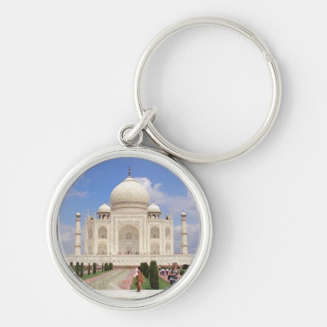 Taj Mahal Keychain Rund Silverfärgad Nyckelring (Framsidan)