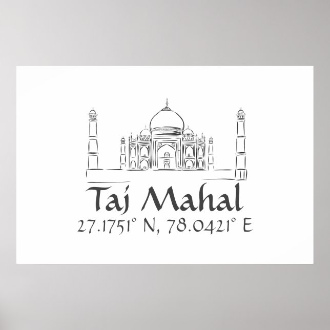 Taj Mahal Latitude Longitud Poster (Framsidan)