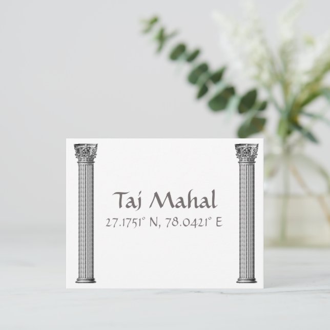 Taj Mahal Latitude Longitud vykort (Stående Fram)