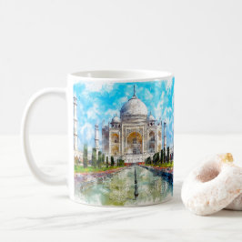 Taj mahal marble mausoleum, vattenfärgsmålning kaffemugg