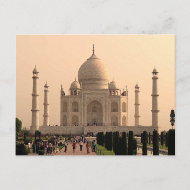 Taj Mahal med människor Vykort (Framsida)