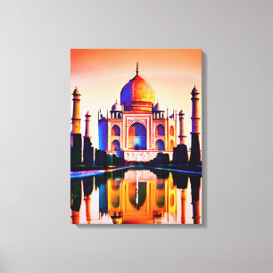 Taj Mahal mot en solnedgång i Himlar Canvastryck