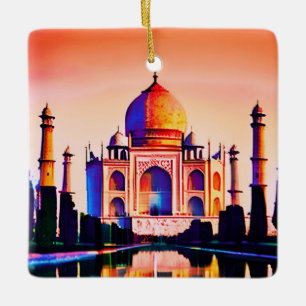 Taj Mahal mot en solnedgång i Himlar Julgransprydnad Keramik