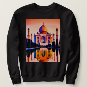 Taj Mahal mot en solnedgång i Himlar Lång Ärmad Tröja