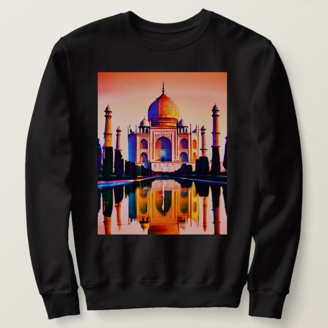 Taj Mahal mot en solnedgång i Himlar Lång Ärmad Tröja (Design framsida)