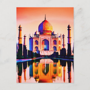 Taj Mahal mot en solnedgångshimmel Vykort