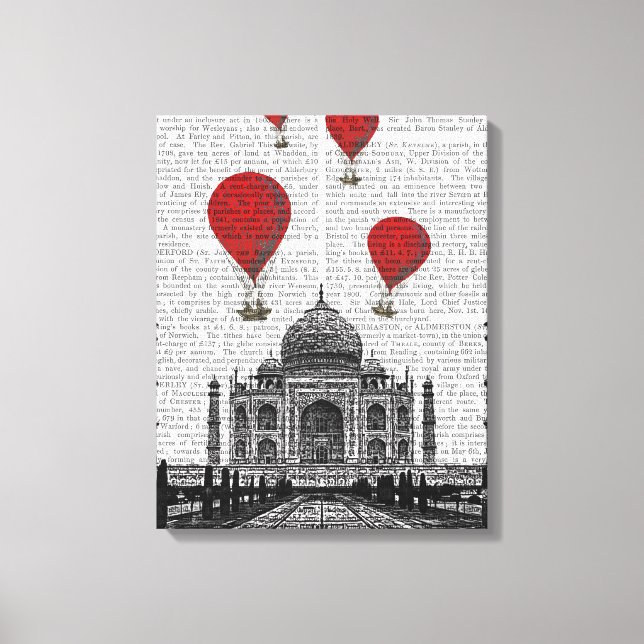 Taj Mahal och Red Luftballongs Canvastryck (Framsida)