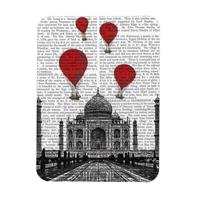 Taj Mahal och Red Luftballongs Magnet (Vertikal)