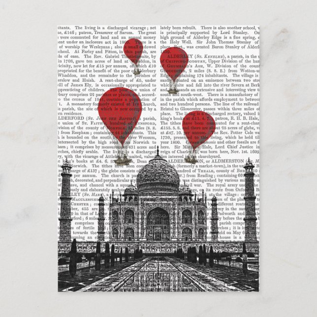 Taj Mahal och Red Luftballongs Vykort (Framsida)