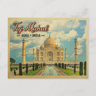 Taj Mahal Postcard Vintage resor India Vykort