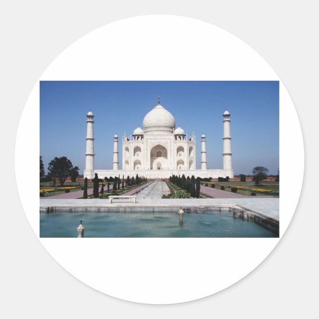 Taj Mahal Runt Klistermärke (Framsida)