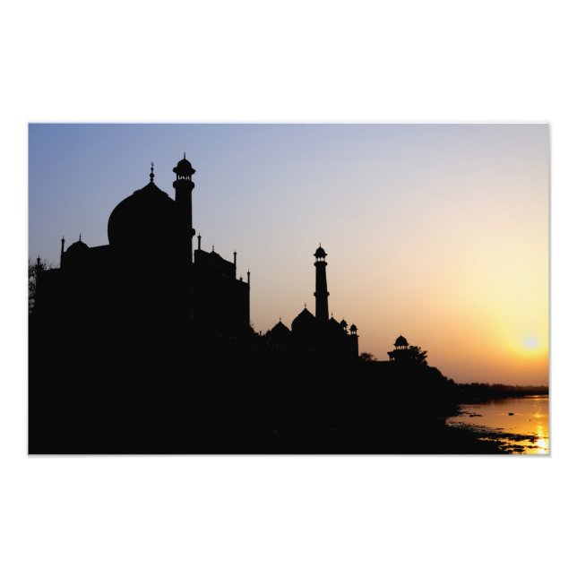 Taj Mahal Silhouette vid sunset, Agra Fototryck (Framsidan)