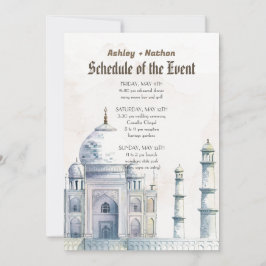 Taj Mahal Typology Watercolor Bröllop Inbjudningar