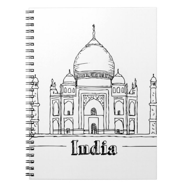 Taj Mahal Vacation Teckning Vacation Art Traveling Anteckningsbok (Framsidan)