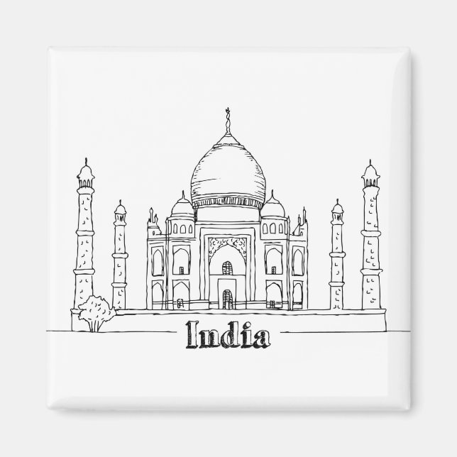 Taj Mahal Vacation Teckning Vacation Art Traveling Magnet (Framsidan)