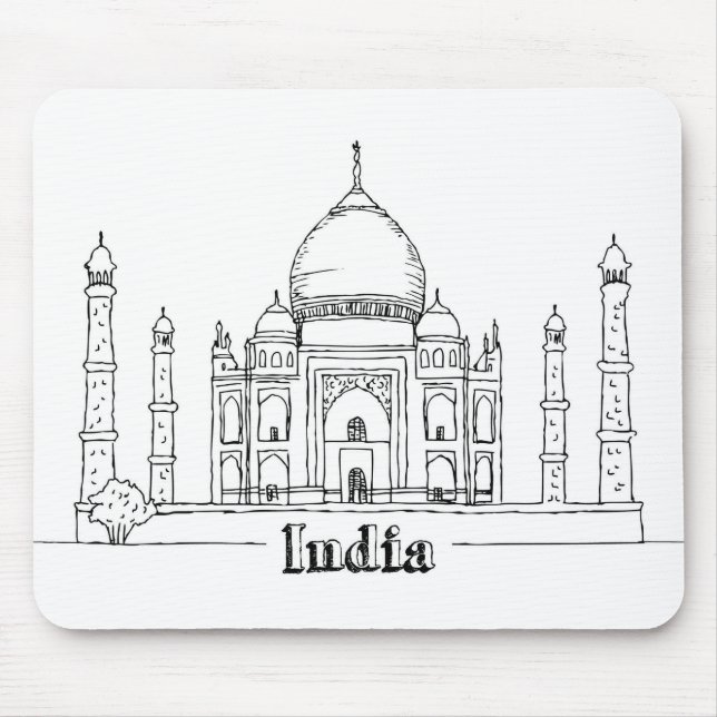 Taj Mahal Vacation Teckning Vacation Art Traveling Musmatta (Framsidan)