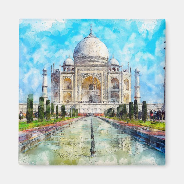 taj mahal vattenfärgsmålning magnet (Framsidan)