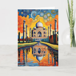 Taj Mahal vid solnedgång Kort