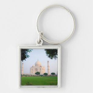 Taj Mahal vid soluppgång en av underverken Fyrkantig Silverfärgad Nyckelring