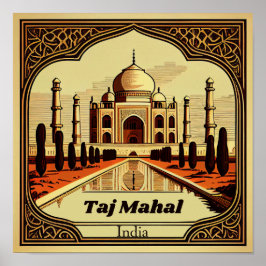 Taj Mahal Vintage Square Poster